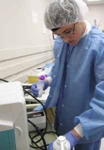 SEARCH participant working with medical equipment