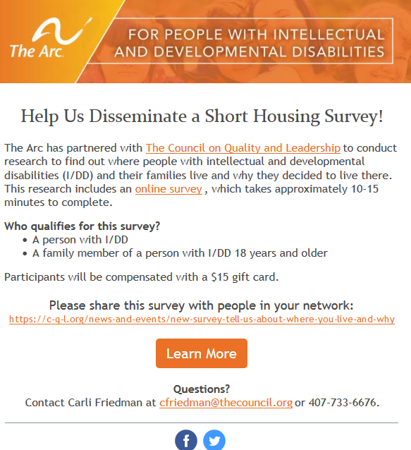 Help The Arc Conduct Housing Research