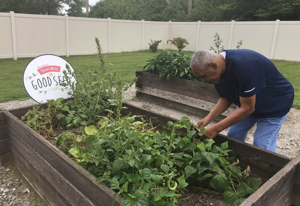 Charles enjoys picking vegetables and taking them to Community Cupboard to donate to their food pantry