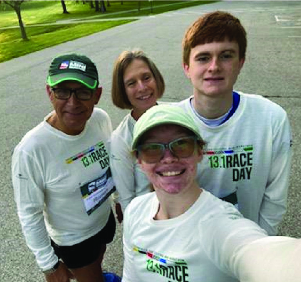 James runs his first Mini Marathon with help from his Noble staff