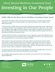 Noble was awarded the Direct Service Workforce Investment Grant